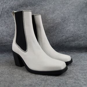 Rag & Bone Shoes Womens 38.5 Boots Fashion Block Heel Leather White Axis Chelsea